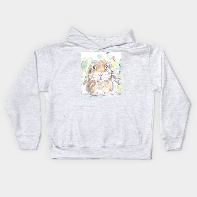 Lop Rabbit Portrait. Kids Hoodie by DebTheZeb